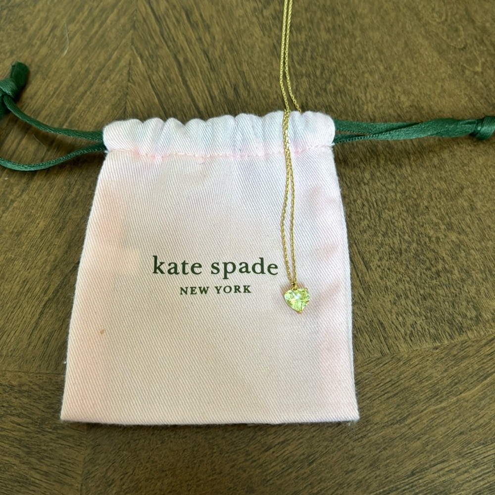 Kate Spade - Imitation Peridot My Love Heart Pendant. August Birthday.